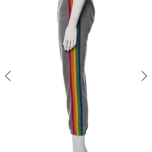 Aviator Nation Gray sweat Pants with Rainbow Stripe
